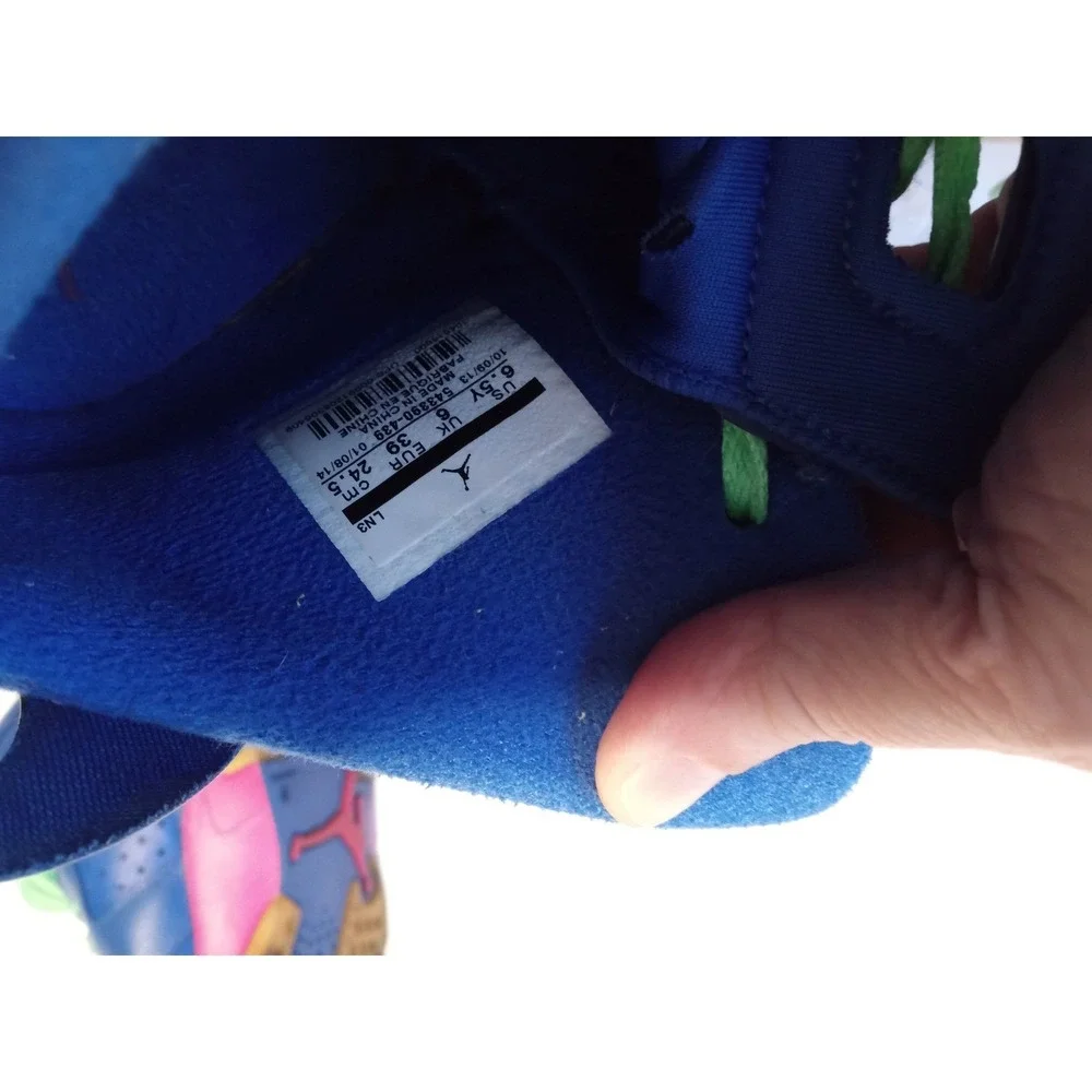 Air Jordan 6 Retro GS Seahawks Deep‎ Royal Blue Green Pink 543390-439 Size 6.5Y